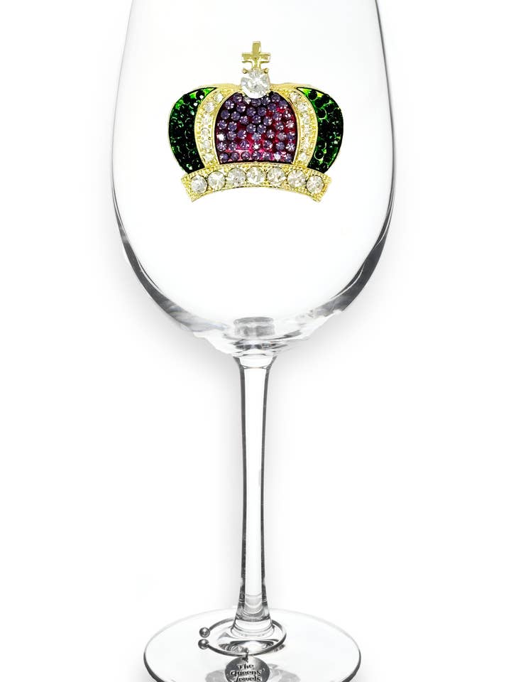 Mardi Gras Crown Stemmed Wine