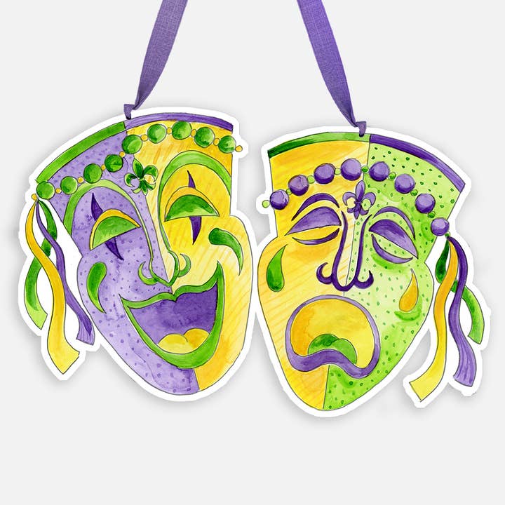 Magnolia Creative Co Mardi Gras Mask Door Hanger with comedy and tragedy masks