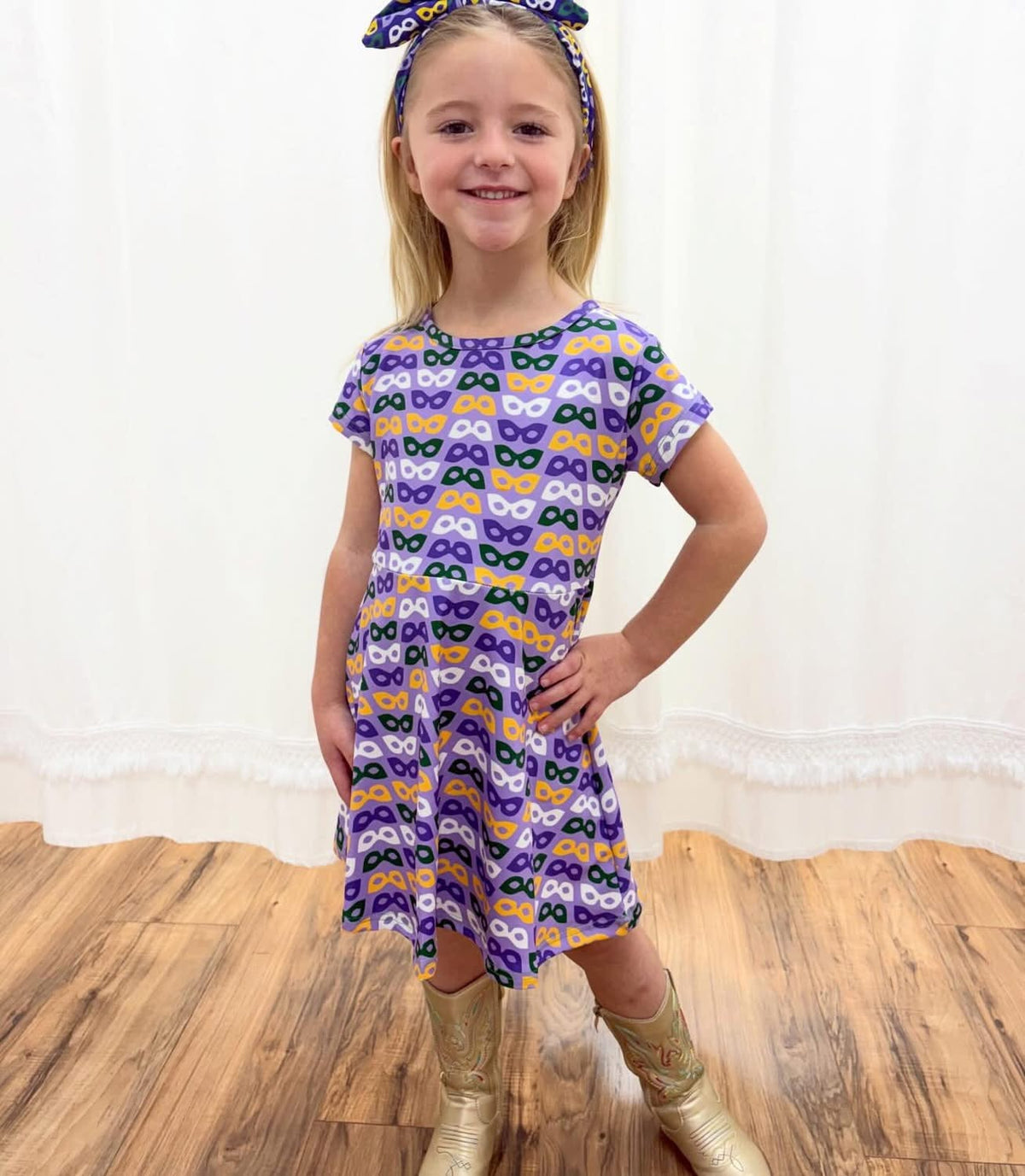 Mardi Gras Masks Lavender Charlotte Dress