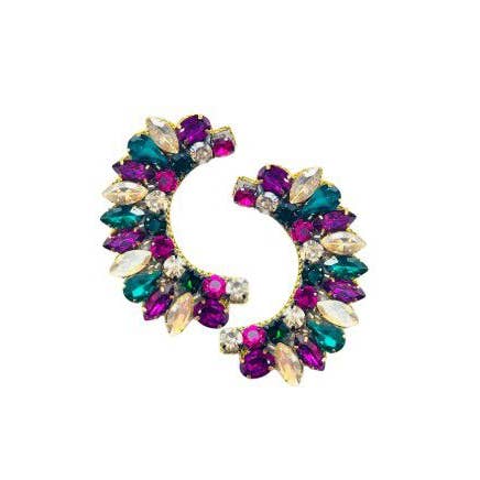 Mardi Gras Statement Gem Wing Earrings