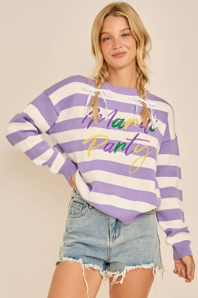 long sleeve mardi party sweater