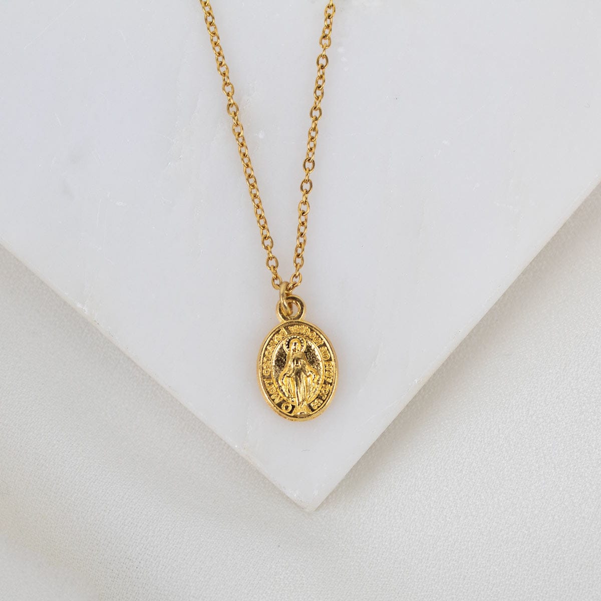 My Saint My Hero Petite Miraculous Mary Necklace Gold - Little Miss Muffin Children & Home