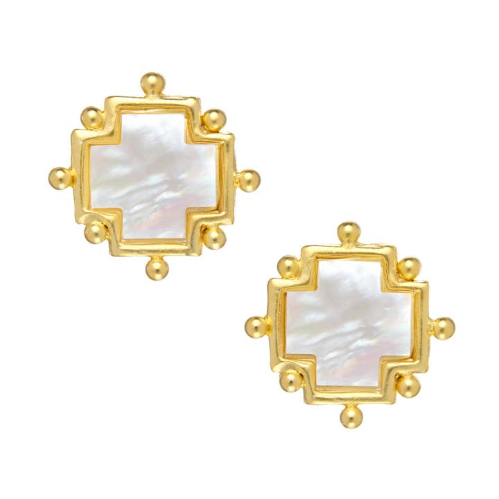 Mother of Pearl Cross Studs
