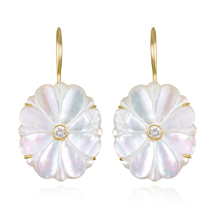 Mother of Pearl & Topaz Marigold Earrings