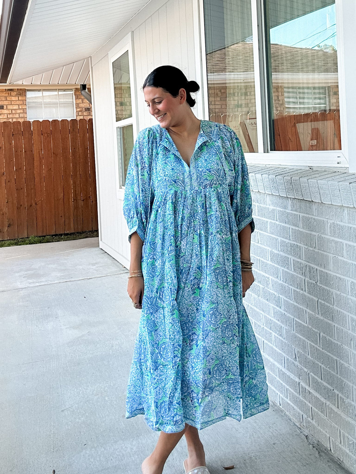Mylah Midi Dress – Blue-Green