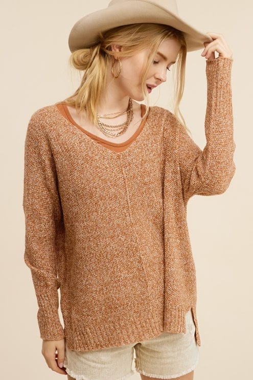 toffee brown over sized v neck sweater