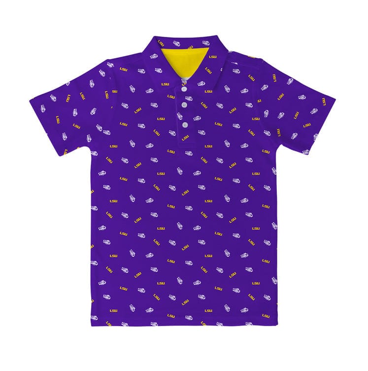 LSU Tigers repeat logo purple polo shirt