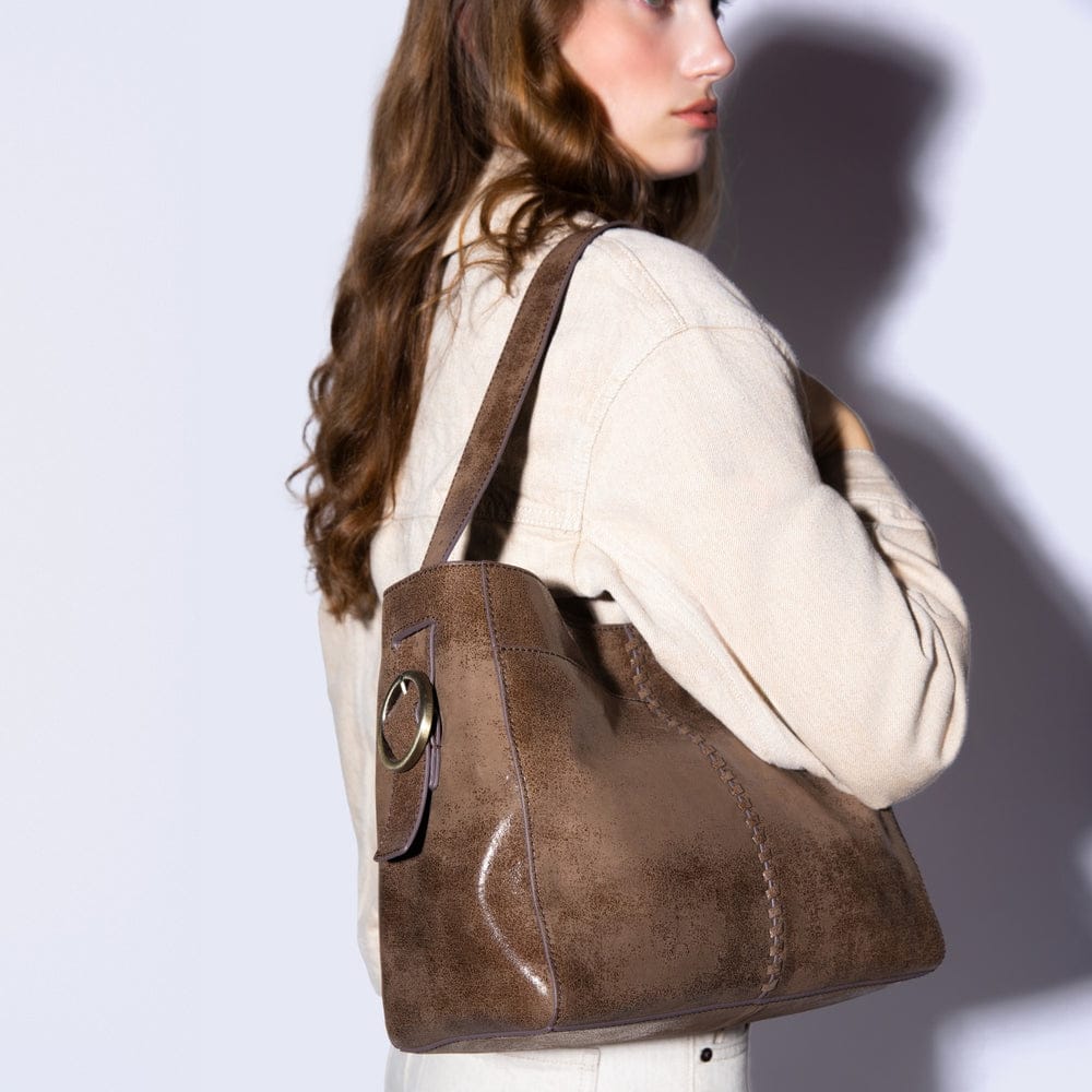 Hobo Render Shoulder Bag Buffed Leather - Mocha - Little Miss Muffin Children & Home