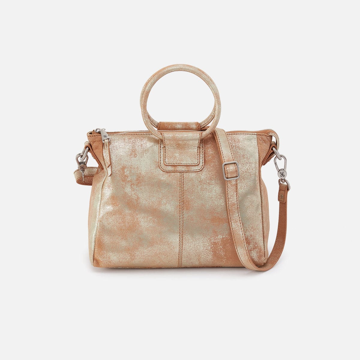 Hobo Sheila Medium Satchel In Metallic Leather Saddle Stardust - Little Miss Muffin Children & Home