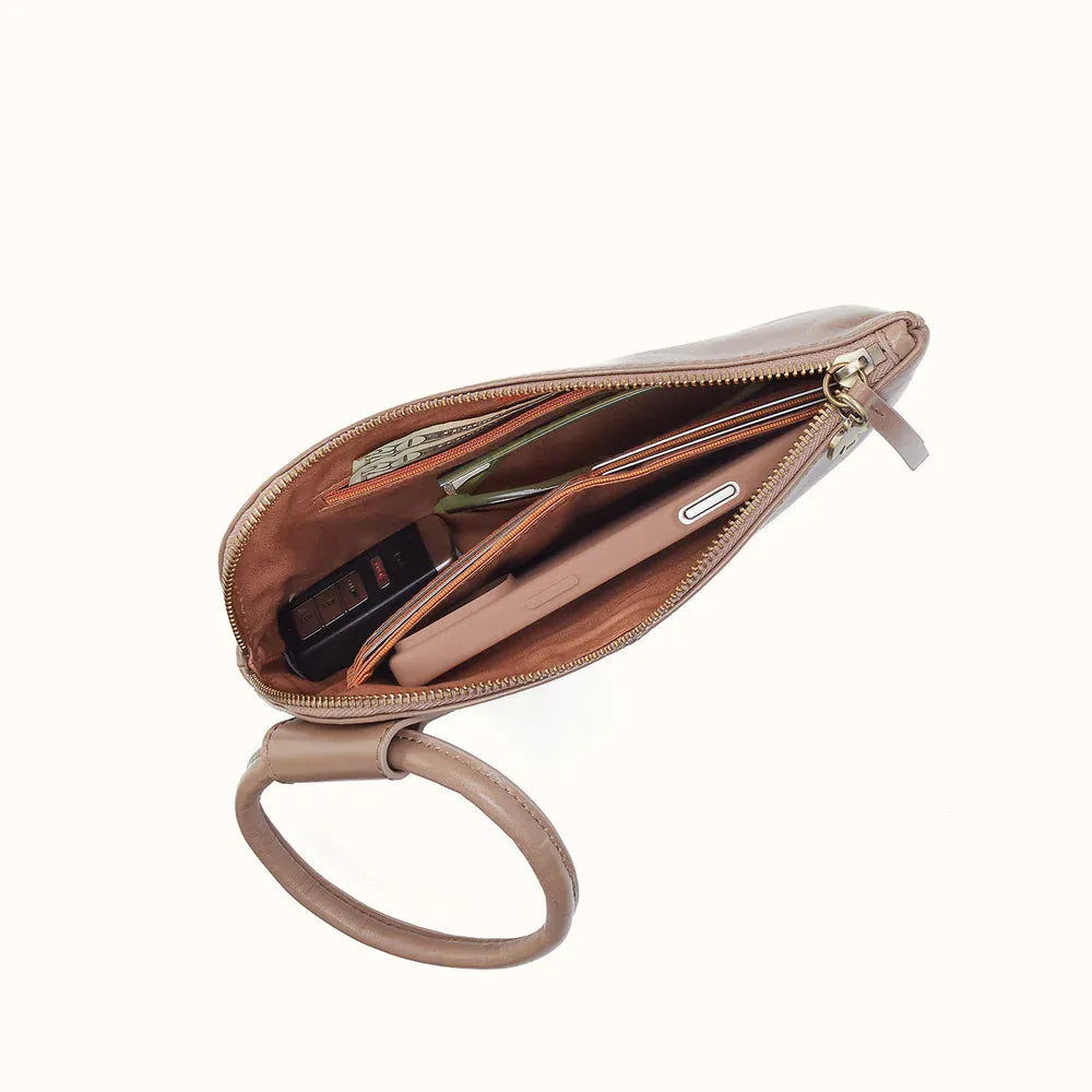 Hobo Sable Wristlet in Polished Leather - Woodsmoke - Little Miss Muffin Children & Home