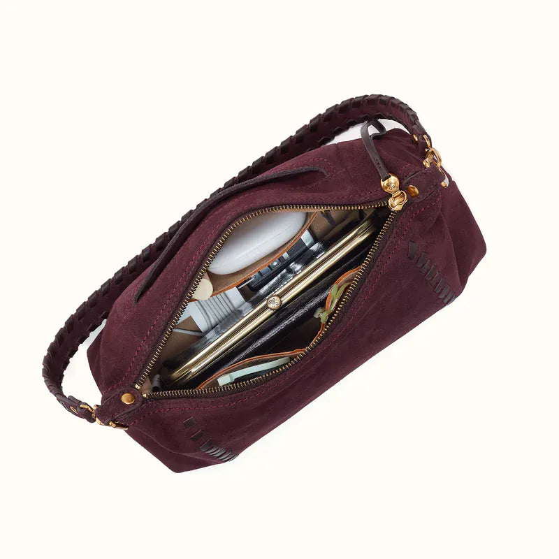Hobo Hobo Darcy Shoulder Bag in Suede Leather - Dark Cherry - Little Miss Muffin Children & Home