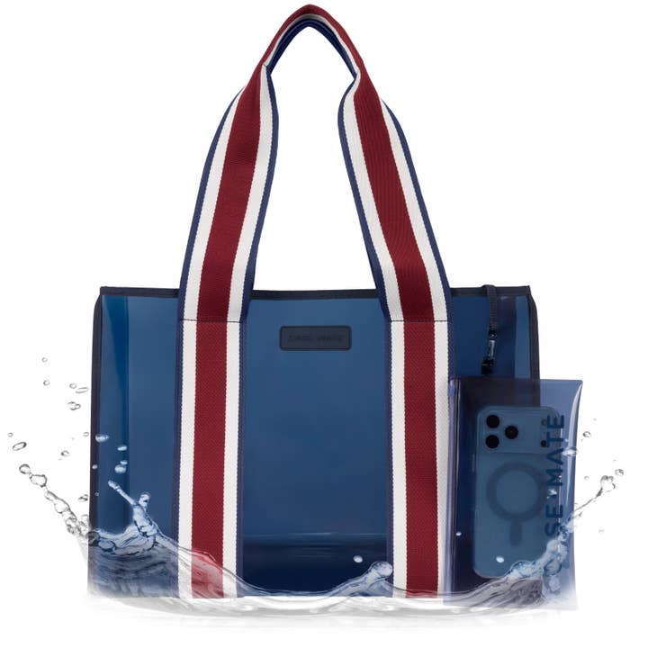 Navy Rugby Stripe Jelly Tote Bag