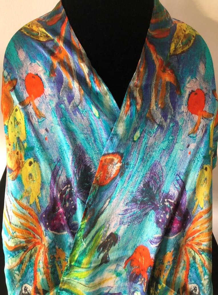 Ocean Love Series - Aqua Scape Silk Scarf