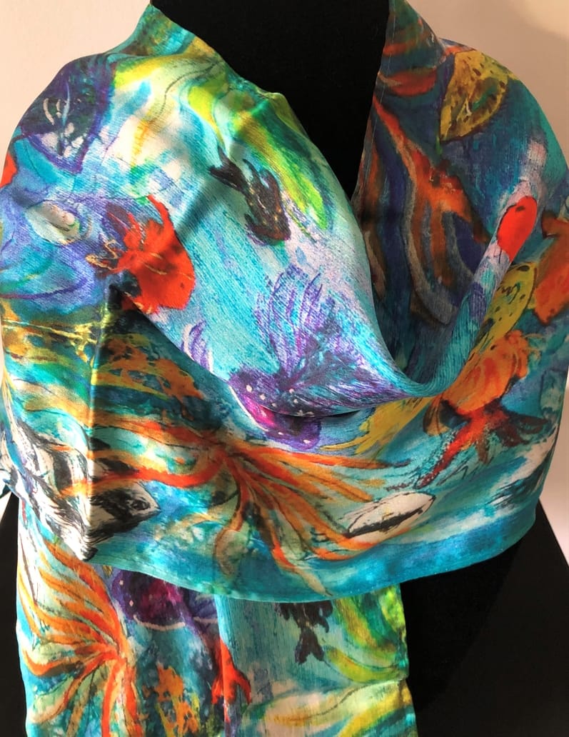 Ocean Love Series - Aqua Scape Silk Scarf