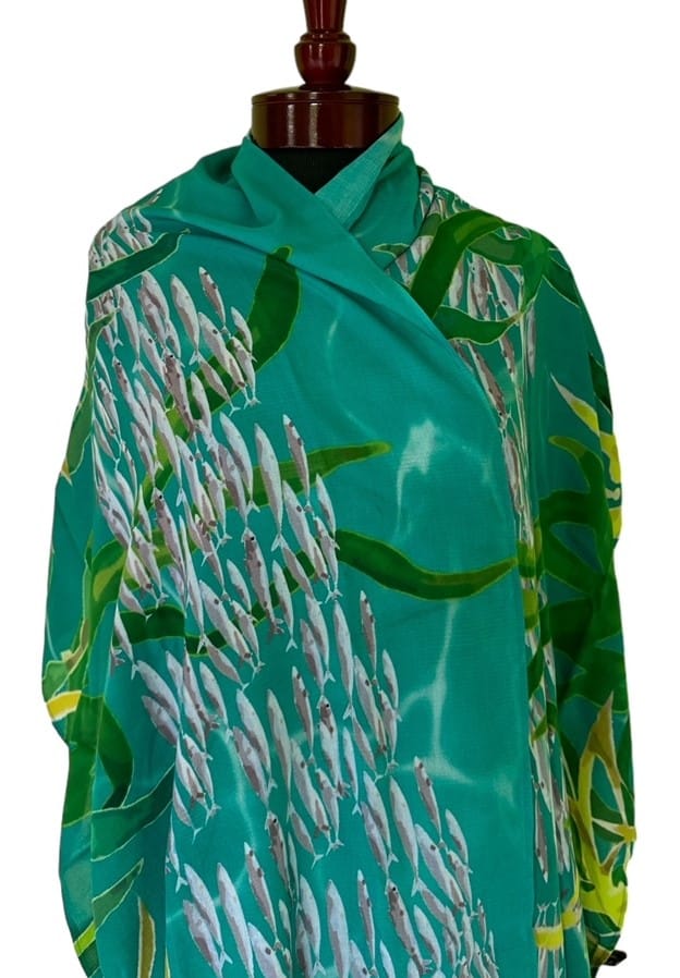 Nina J Ocean Love Series - Swirling Sardines Cotton Scarf - Little Miss Muffin Children & Home