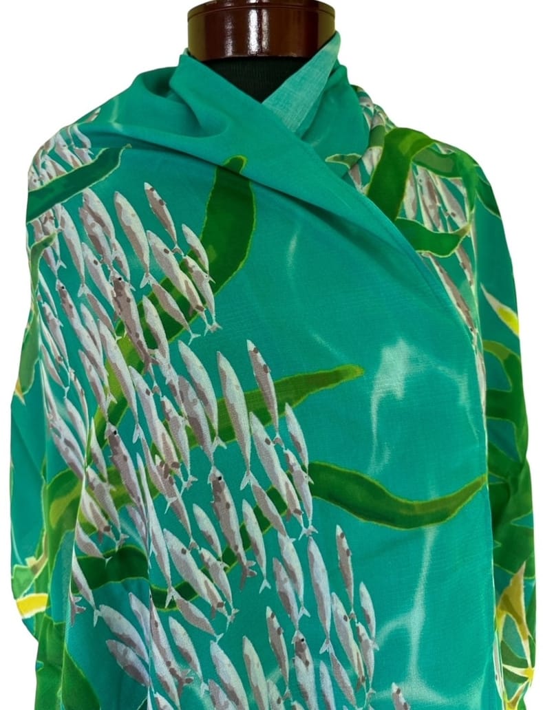 Nina J Ocean Love Series - Swirling Sardines Cotton Scarf - Little Miss Muffin Children & Home