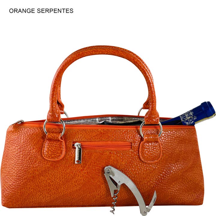 Orange Serpentes Insulated Single Bottle Wine Clutch