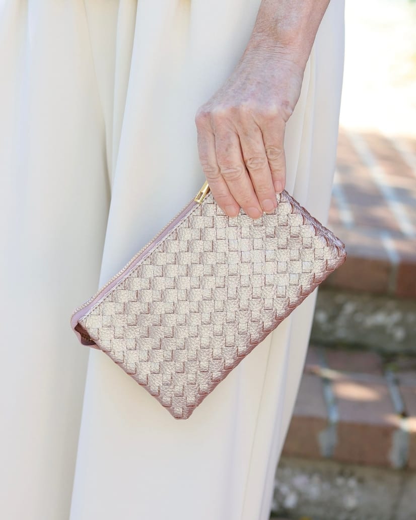 Liz Crossbody Bag Woven Metallic Pink