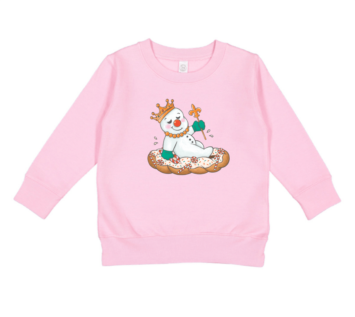 Whereable Art Whereable Art Mr Jingle King Cake Toddler Sweatshirt in Light Pink - Little Miss Muffin Children & Home