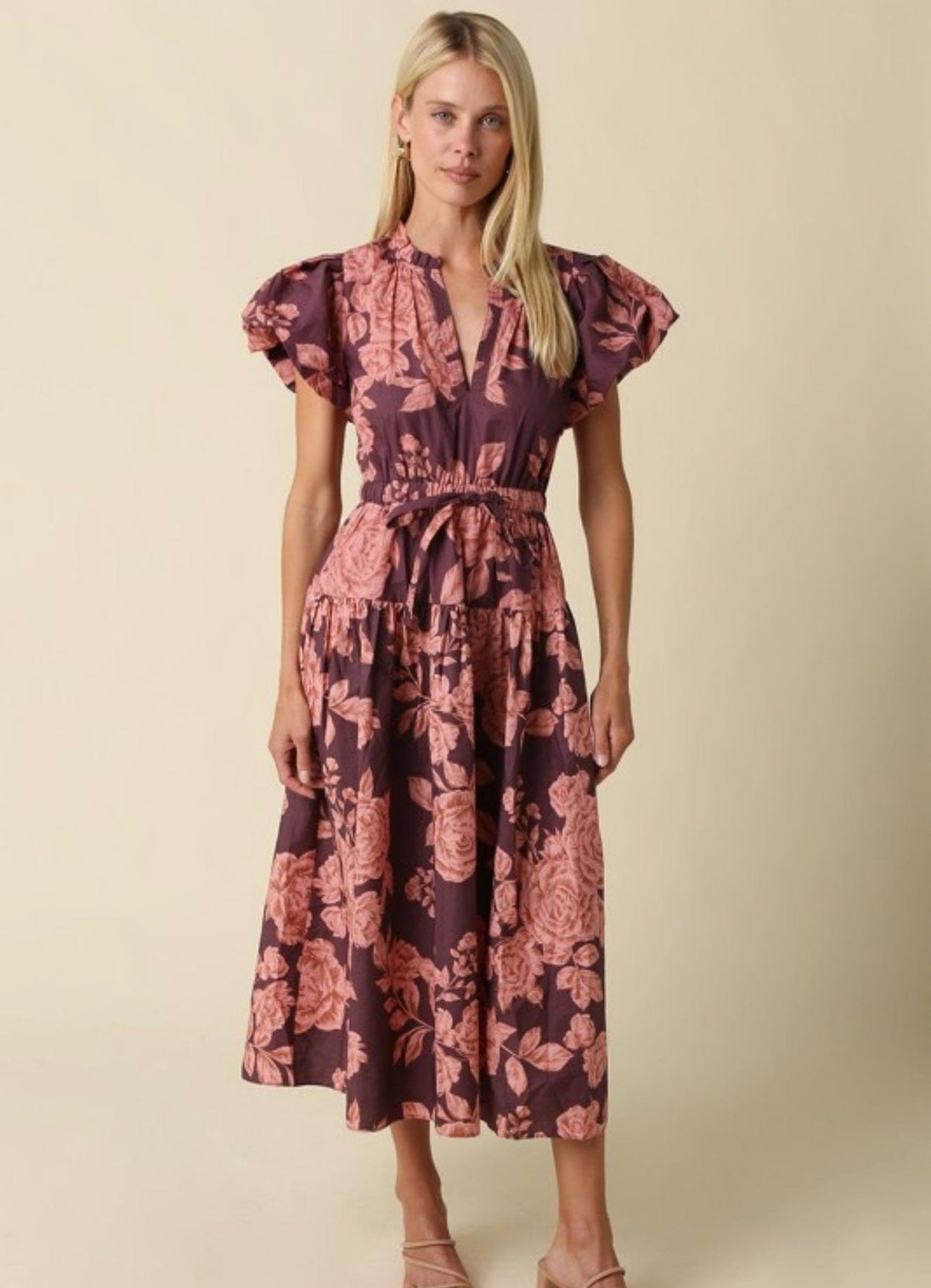 Olivaceous Lilah Bubble Sleeve Floral Midi Dress - Little Miss Muffin Children & Home