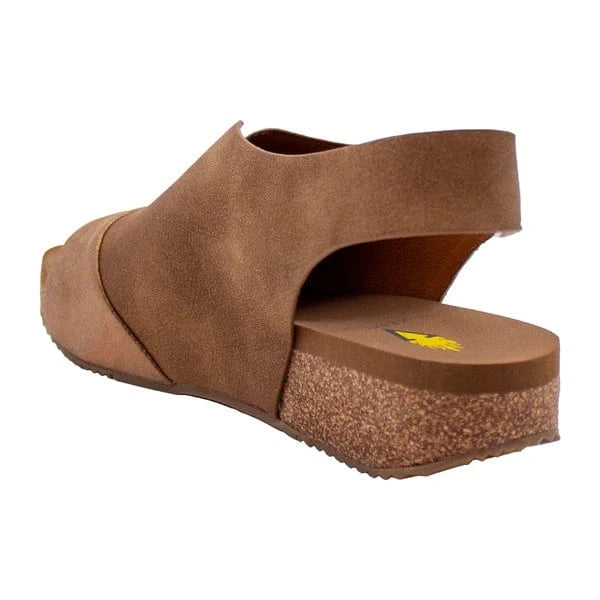 Volatile Aurelia Faux Leather Sandal Wedge in Cognac - Little Miss Muffin Children & Home