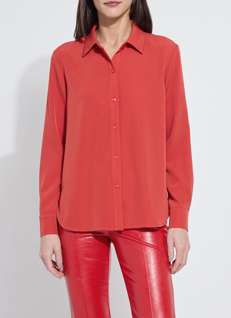 red button down shirt