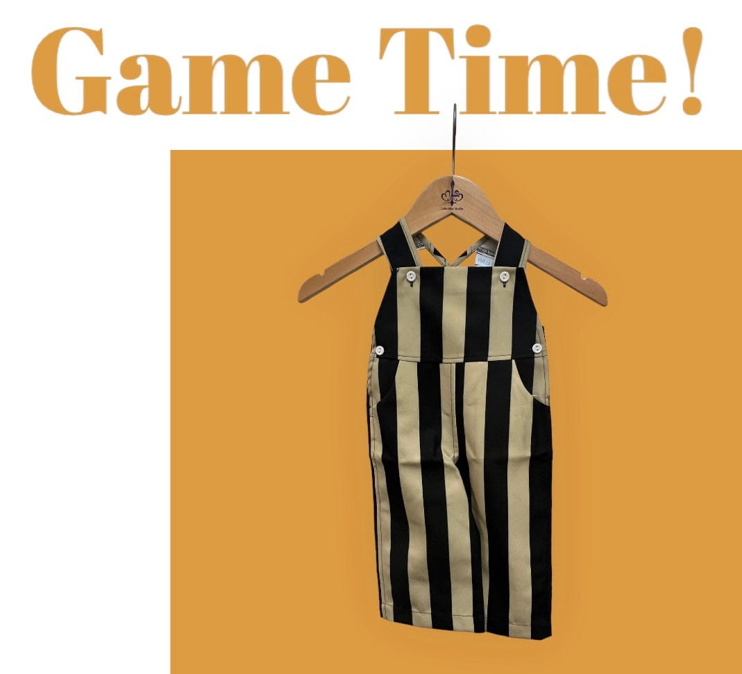 Vive La Fete Vive La Fete Gold Black Stripes Logo Boys Overall Team Bibs - Little Miss Muffin Children & Home