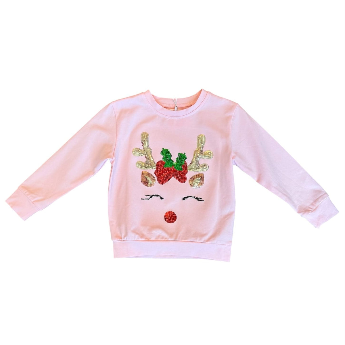 Ana Long Sleeve Sequin Reindeer Top