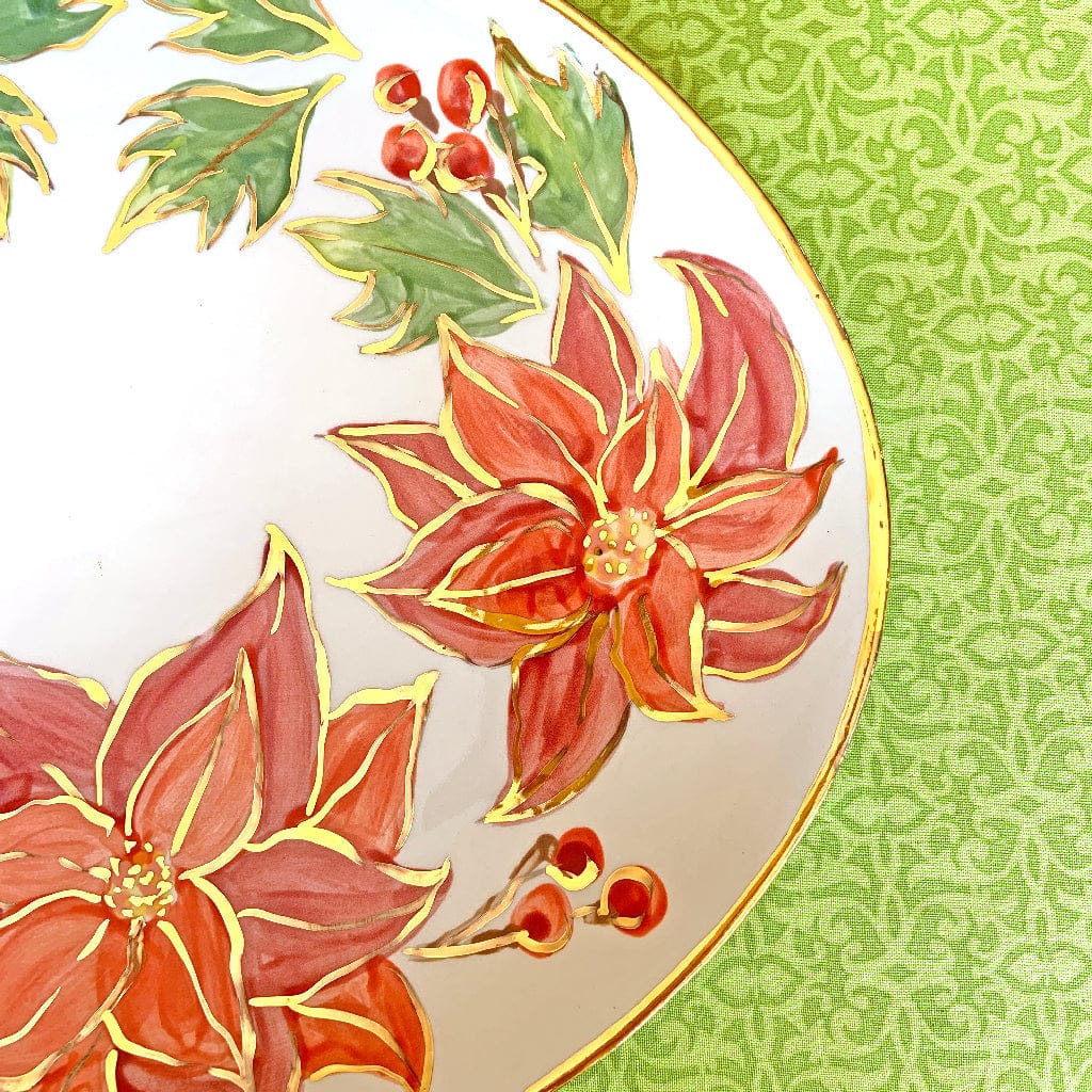 Magnolia Creative Co Poinsettia Oval Platter, detail view