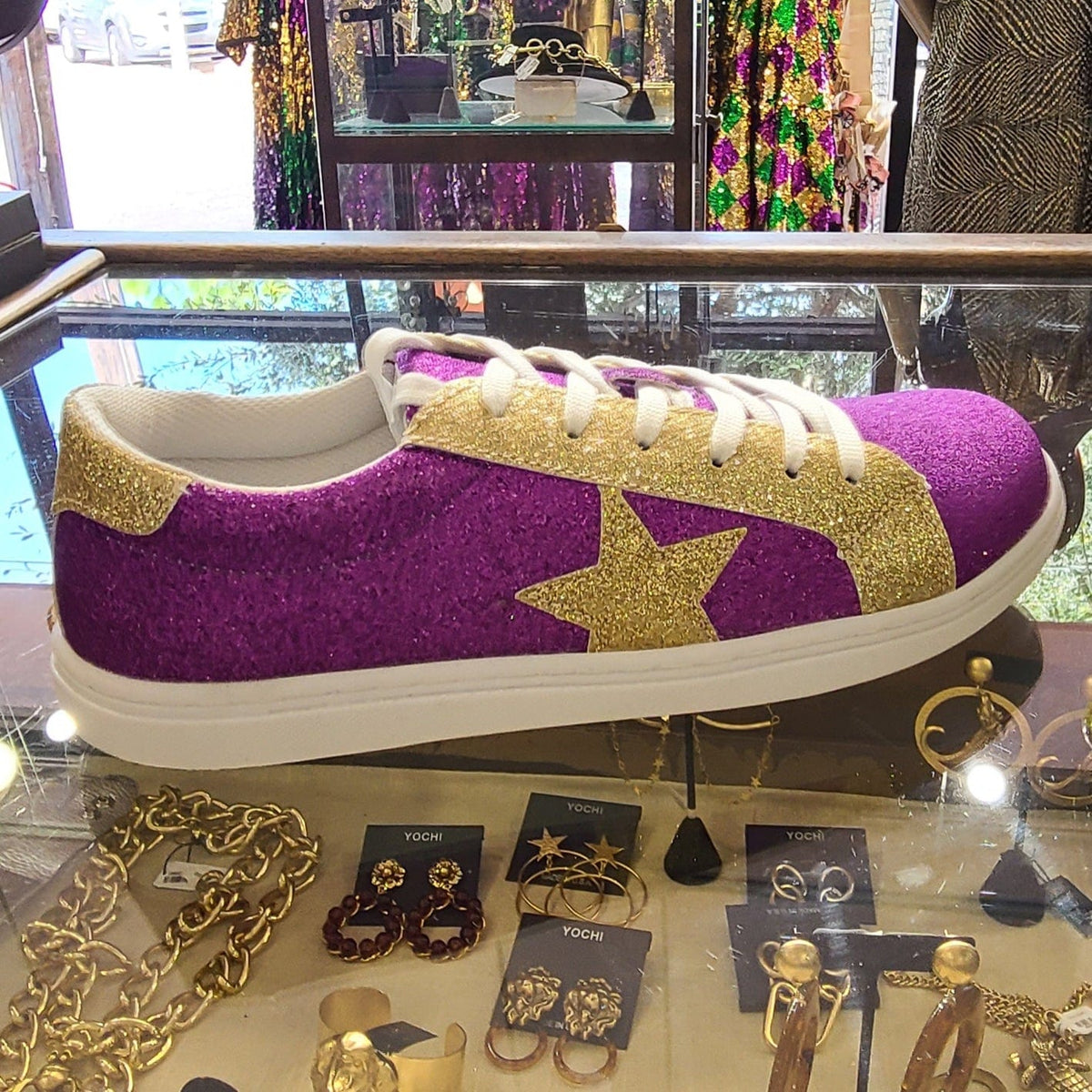 Brewer Enterprises Ladies Purple & Gold Glitter Sneaker - Little Miss Muffin Children & Home
