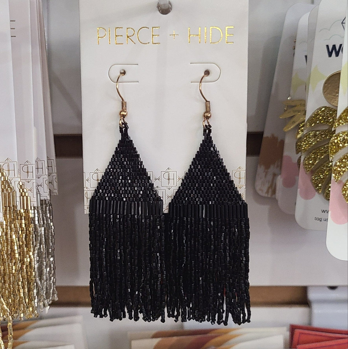 Pierce + Hide Pierce + Hide Custom Beaded Diamond Fringe Earrings - Little Miss Muffin Children & Home