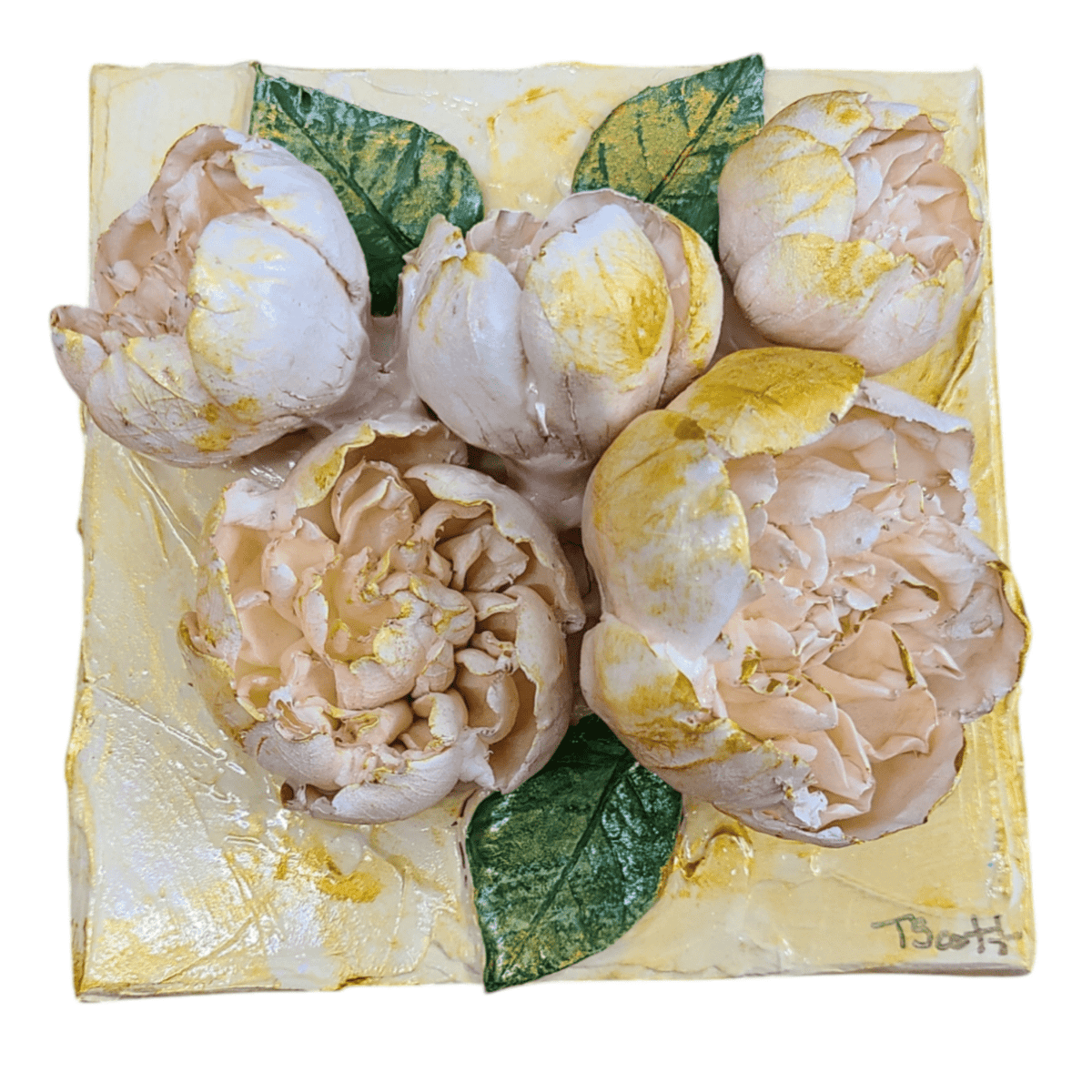 TamScottArt TamScottArt 6x6 Clay Floral Peony Bouquet Artwork, Off White - Little Miss Muffin Children & Home