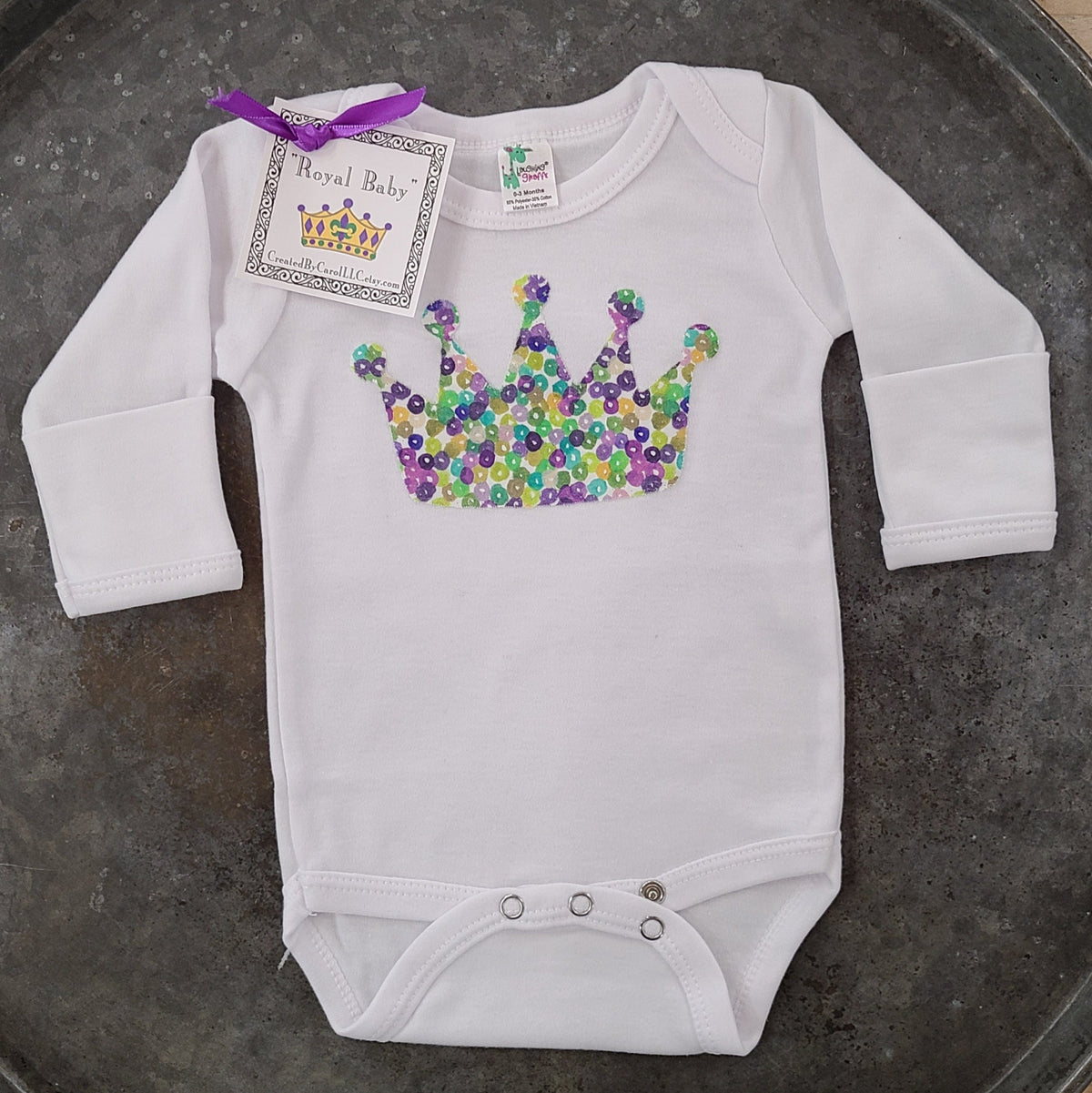 Created by Carol LLC Created by Carol Sequin Crown Long Sleeve Onesie - Little Miss Muffin Children & Home