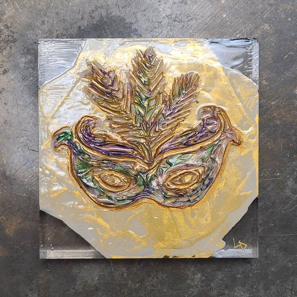 Lisa Devlin Designs Lisa Devlin Designs Acrylic Block 4x4 Mardi Gras - Little Miss Muffin Children & Home
