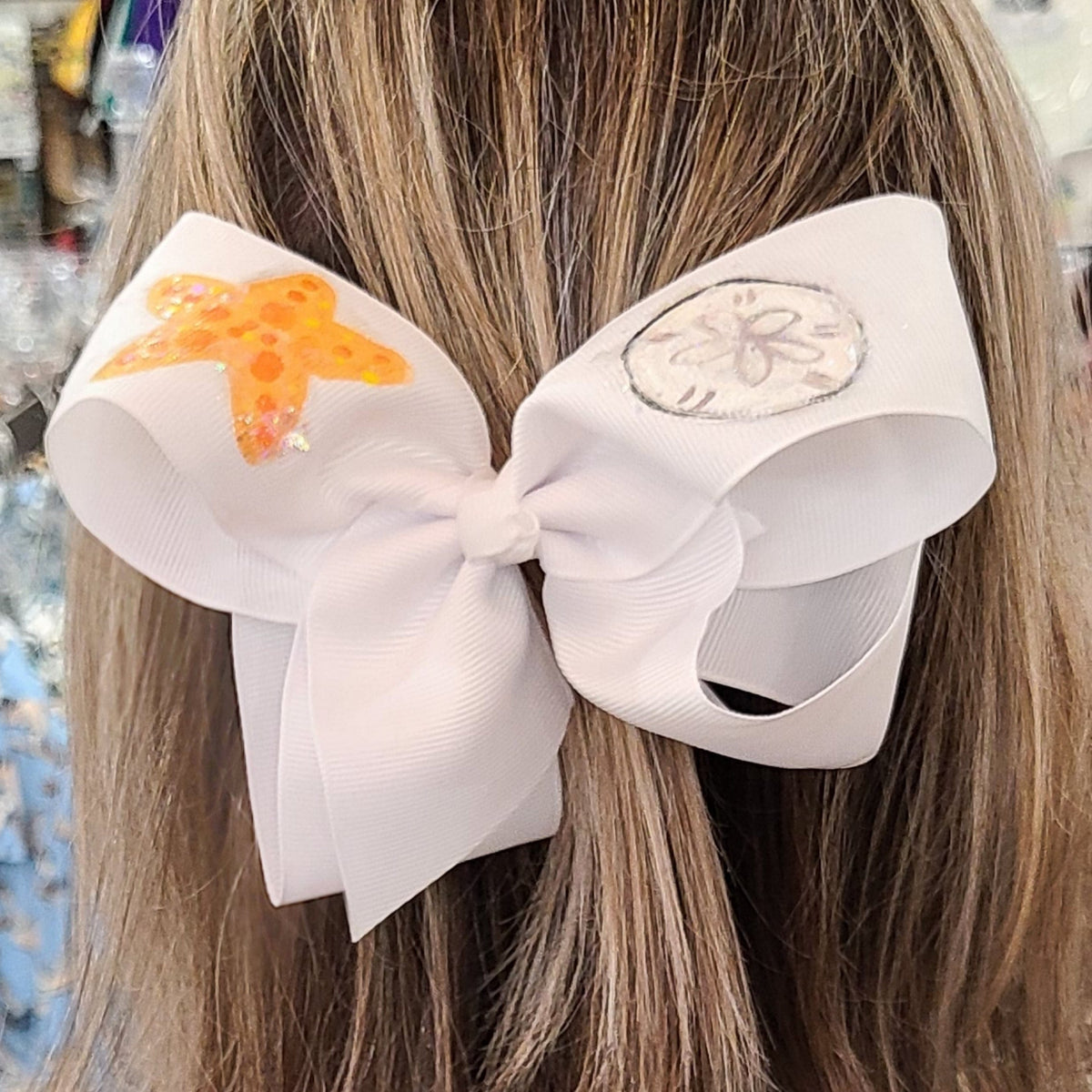 Heidi Davis Bows Starfish/Sand Dollar Hand Painted Bow Double Glitter - Little Miss Muffin Children & Home