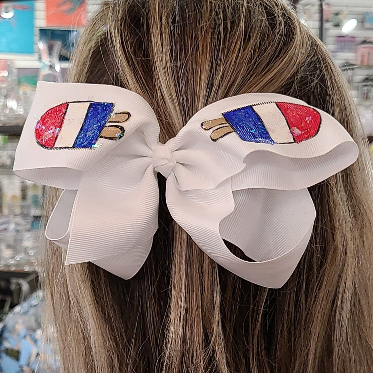 Heidi Davis Bows USA Popsicle Hand Painted Bow Double Glitter - Little Miss Muffin Children & Home