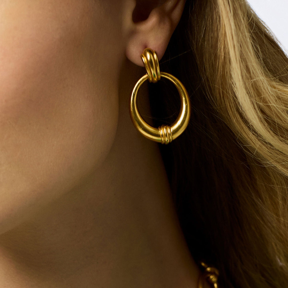 Gold Portofino Doorknocker Earring