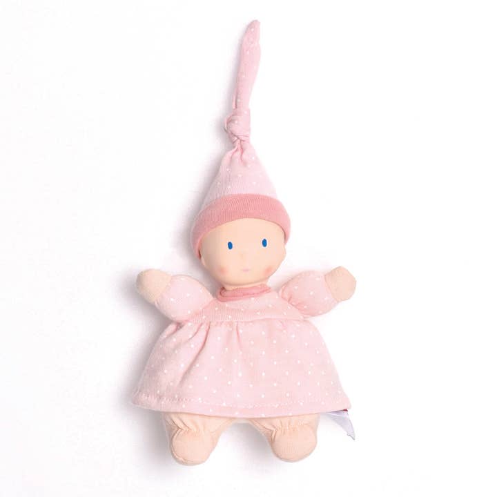 Precious Light Skin Doll with Rubber Head in Polka Dot Dress