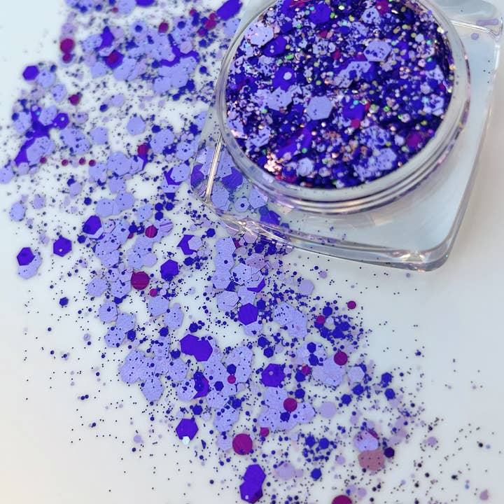 Purple And Lavender Face and Body Glitter Gel