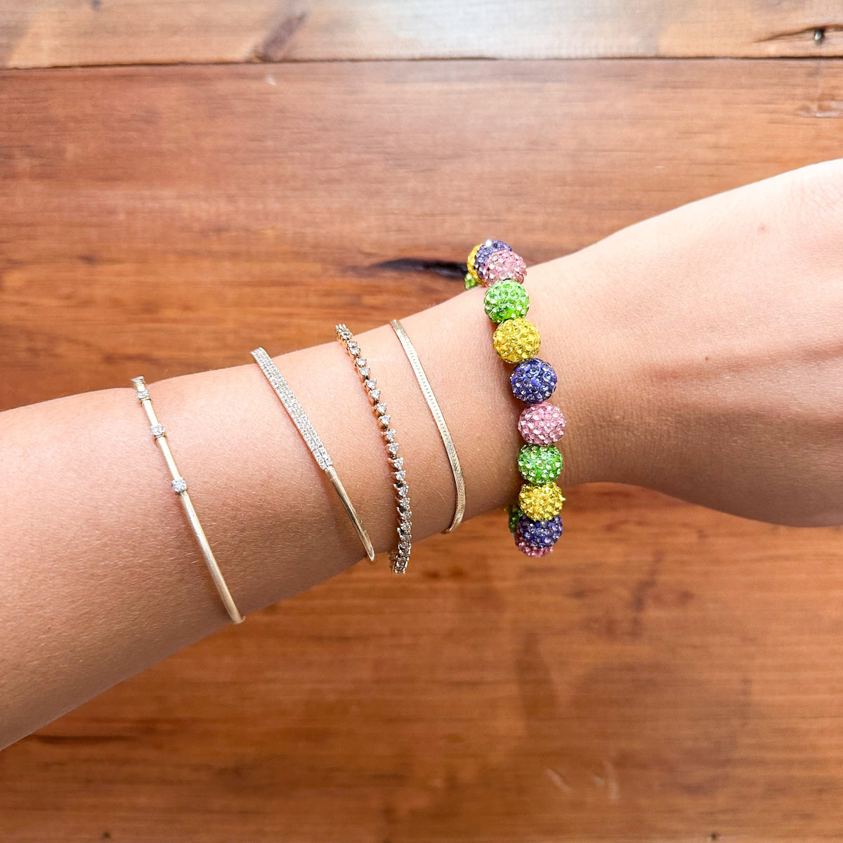 Purple, Pink, Light Green & Citrine Rhinestone Bracelet