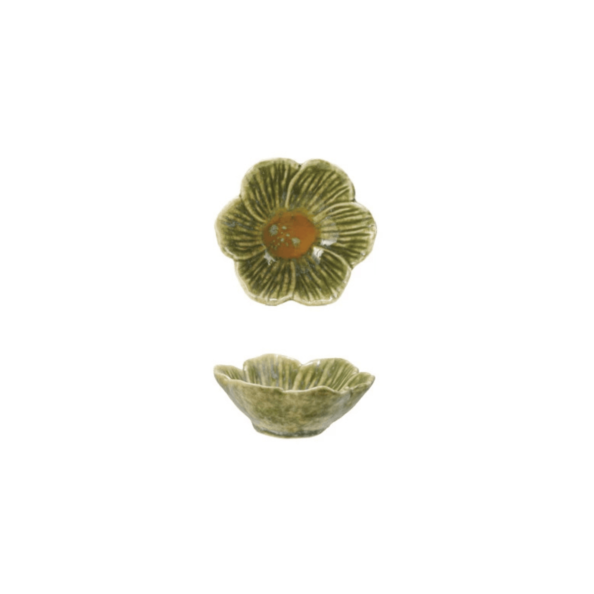 Reactive Glaze Stoneware Flower Shaped Bowl