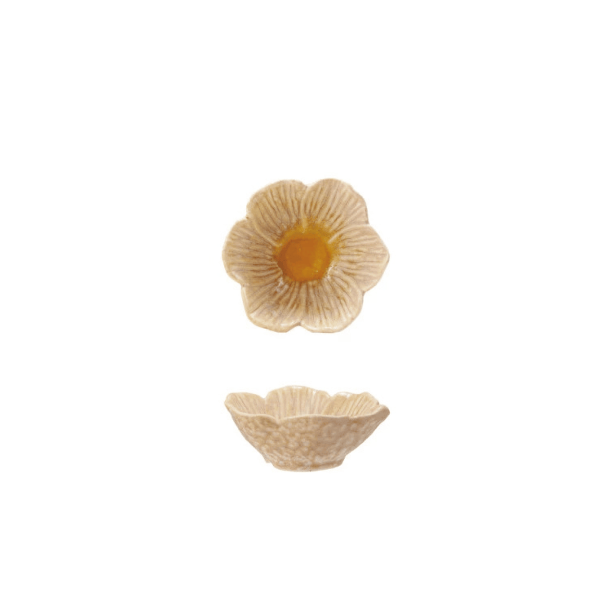 Reactive Glaze Stoneware Flower Shaped Bowl