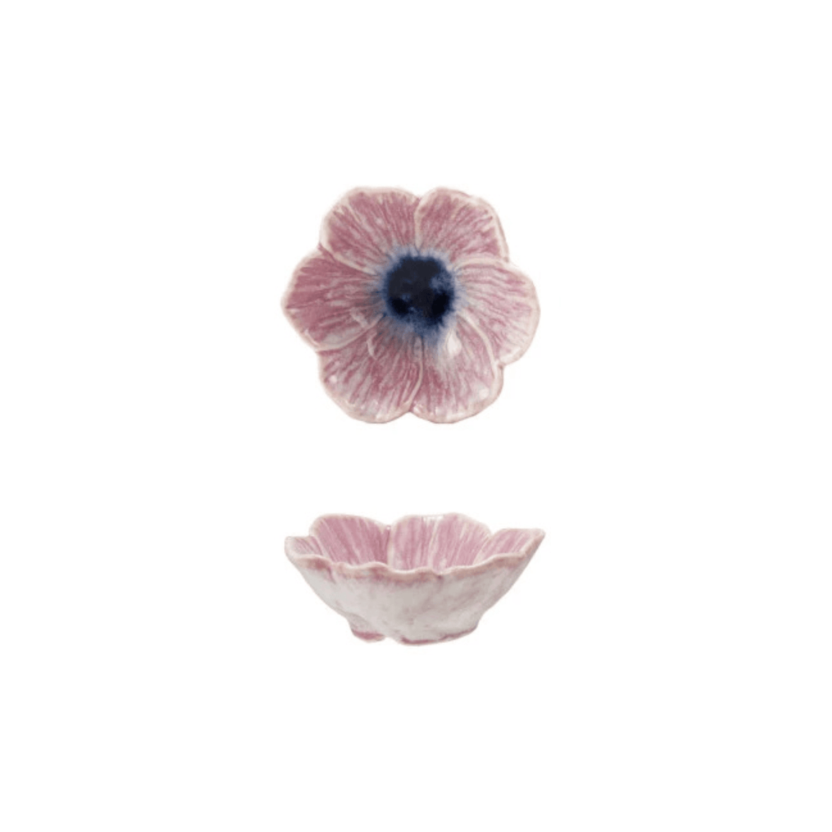 Reactive Glaze Stoneware Flower Shaped Bowl