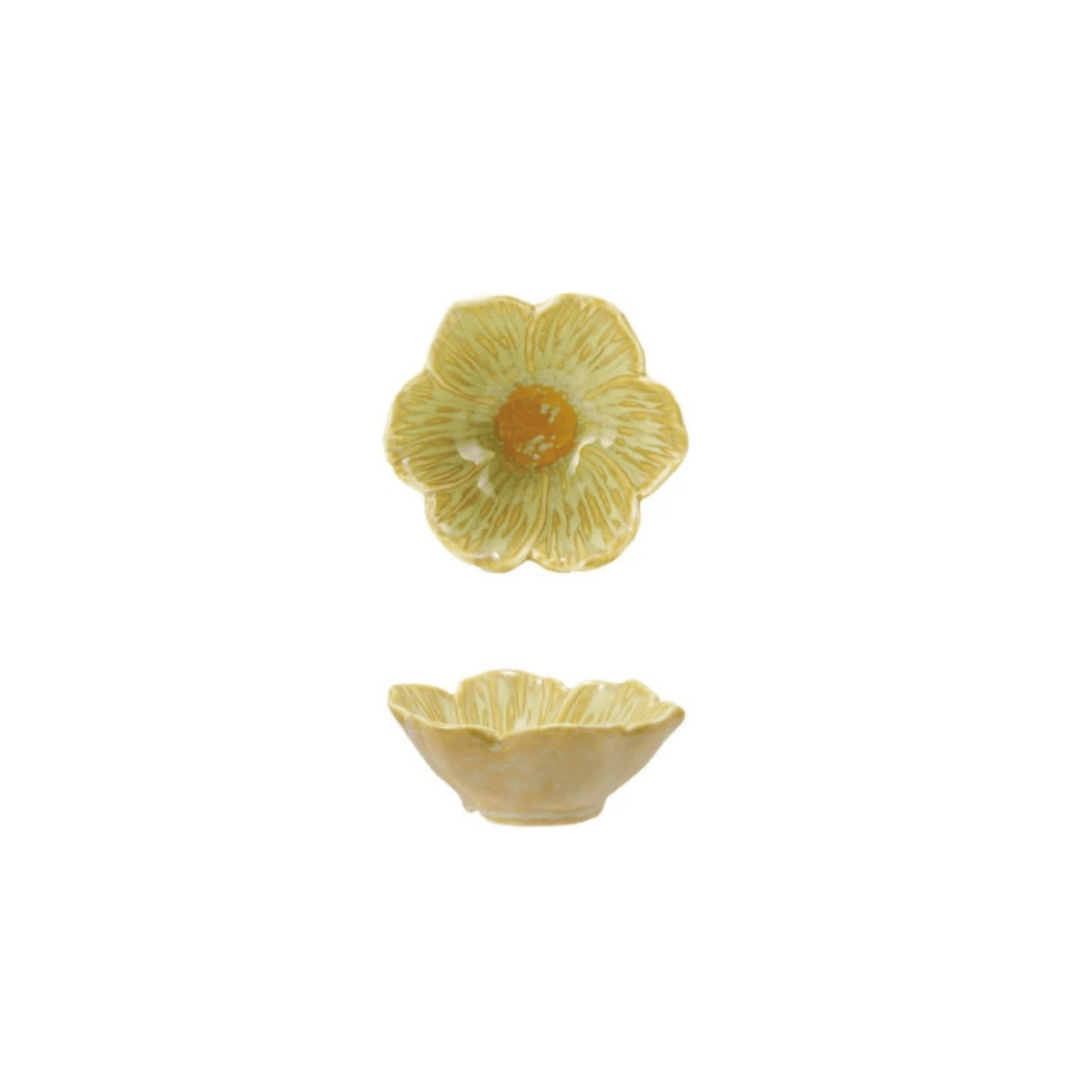 Reactive Glaze Stoneware Flower Shaped Bowl