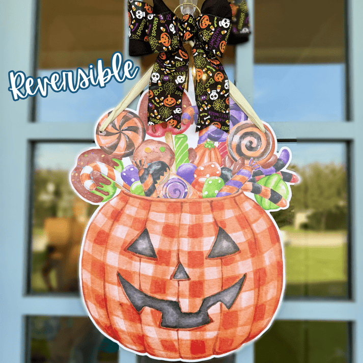 pumpkin candy door hanger