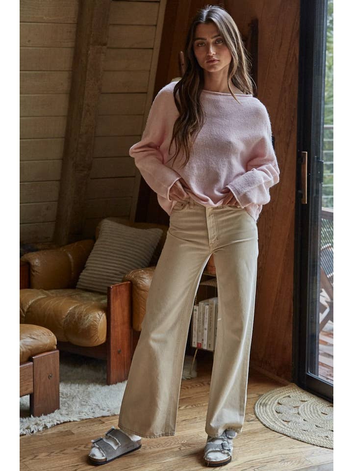 light weight sweater in baby pink