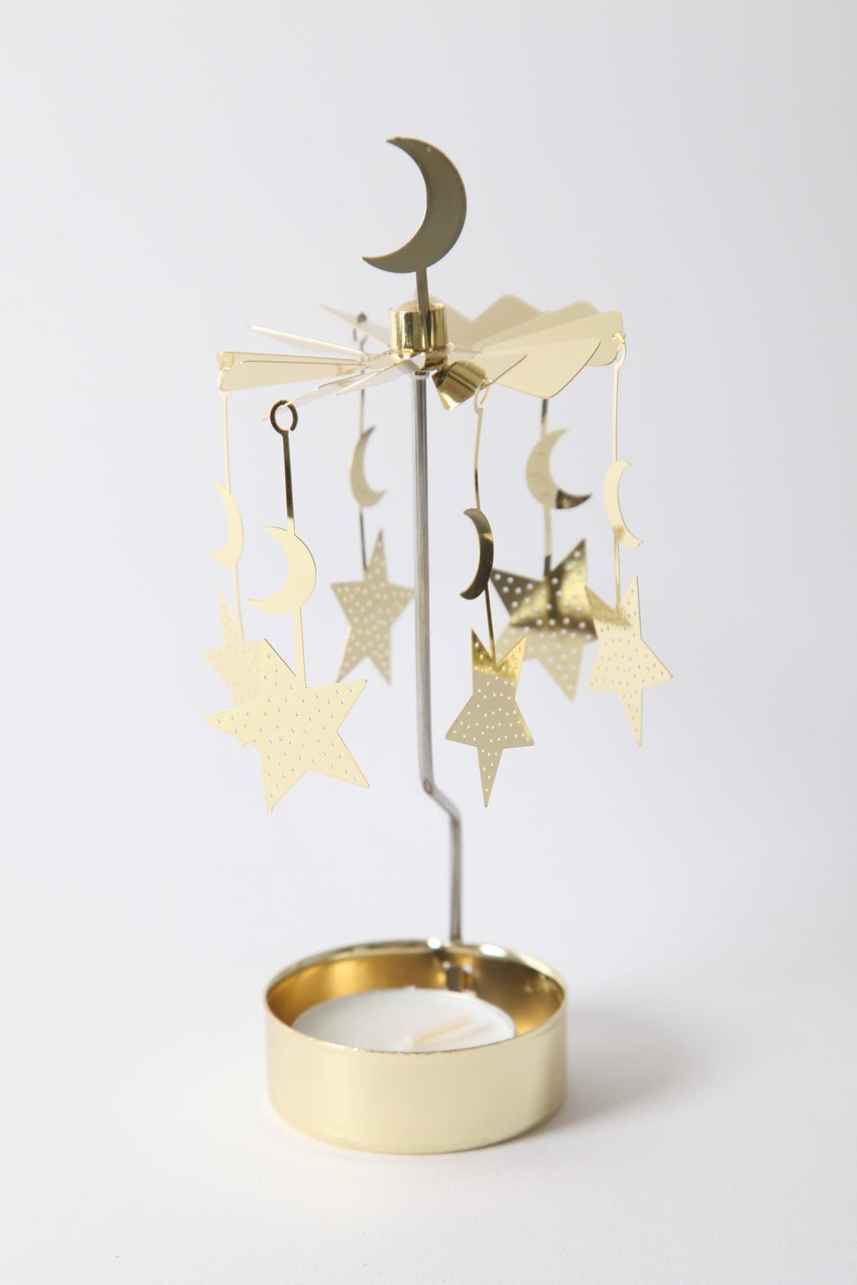Gold Moon and Stars Rotary Candleholder