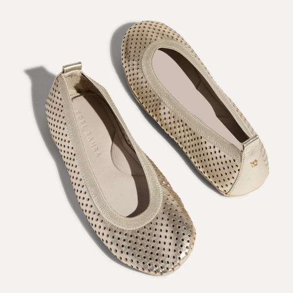 Yosi Samra Gold Metallic Perforated Samara - Little Miss Muffin Children & Home