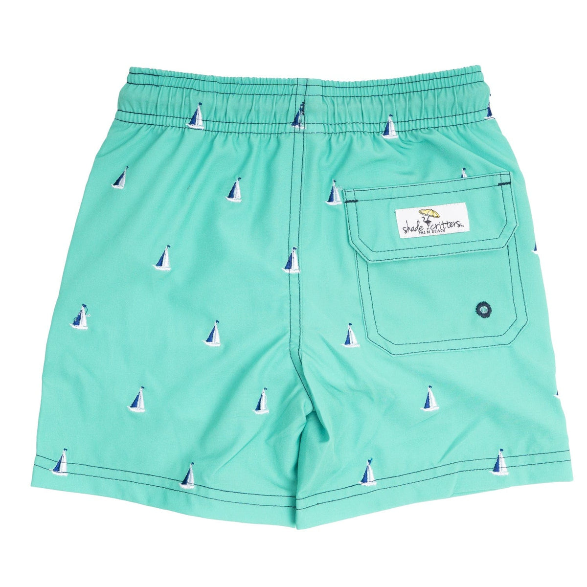 Shade Critters Shade Critters Boys Trunks - H2O & Embroidered - Green Sail Boats - Little Miss Muffin Children & Home