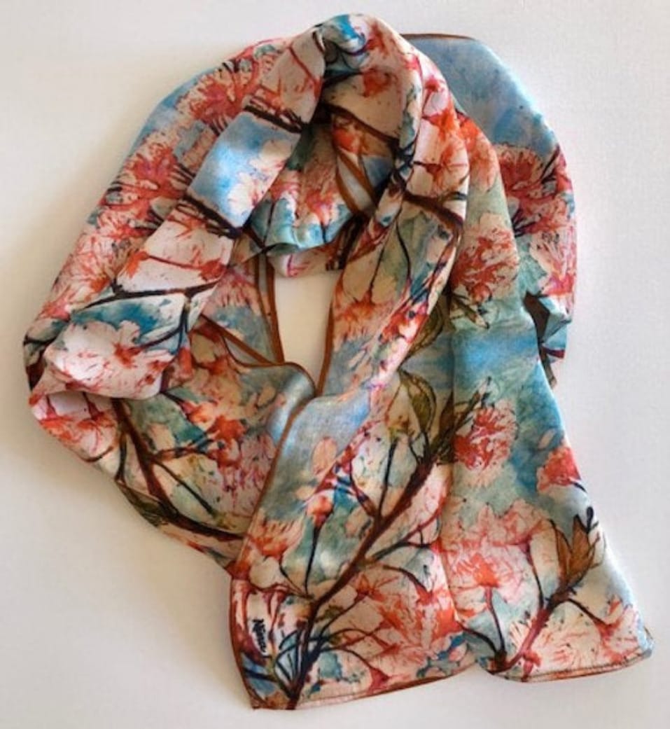 Cherry Blossoms Silk Scarf